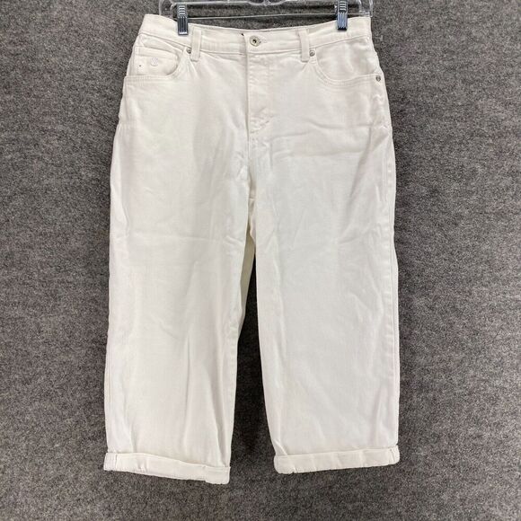 Gloria Vanderbilt Jeans Women 8 White Denim Light Wash Amanda Capri High Rise - Picture 1 of 9